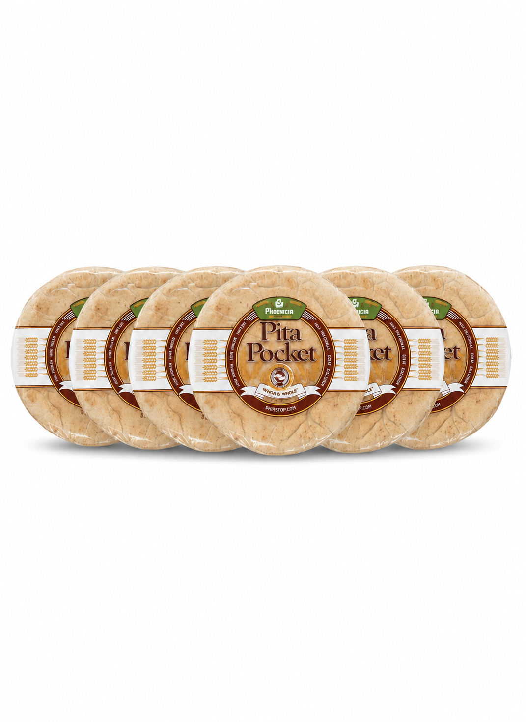 Phoenicia Pita Pocket Whole Wheat Bread Large, 8 Pieces - 653g