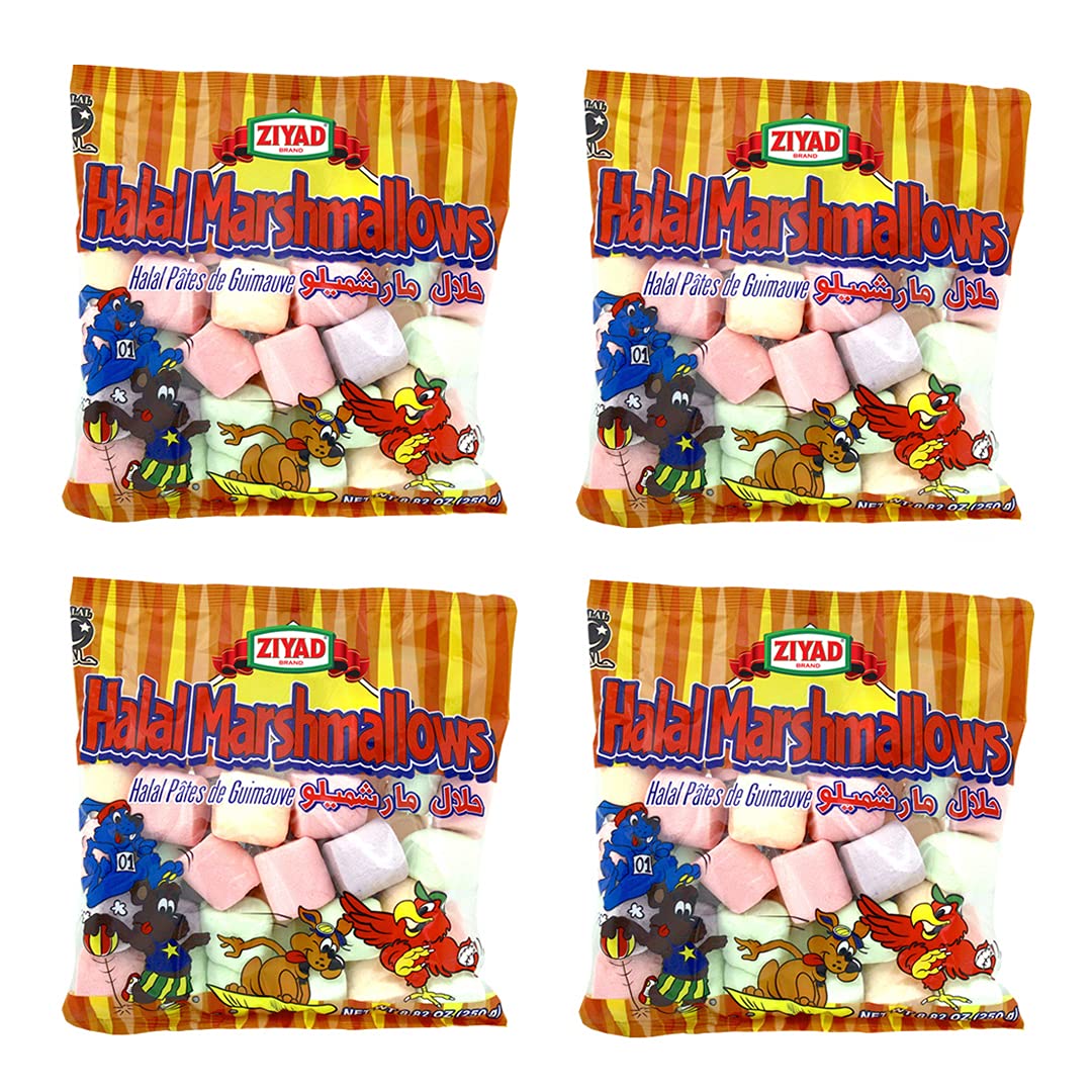 Ziyad Halal Multi-colored Large Marshmallows 250g (Pack of 4)